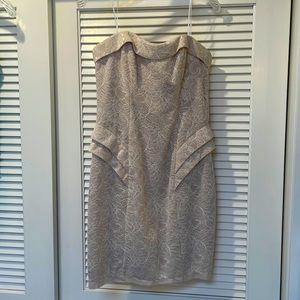 Lovely never worn ABS Allen Schwartz strapless laced dress . Champagne color